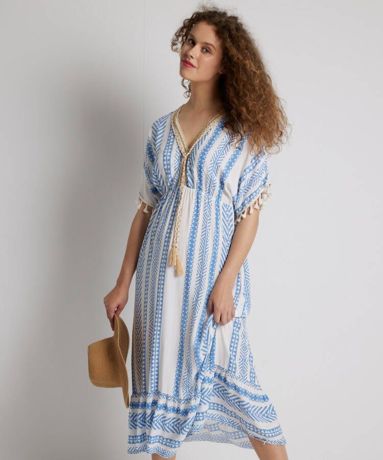 TerStal Dames lange jurk ibizalook blauw in maat