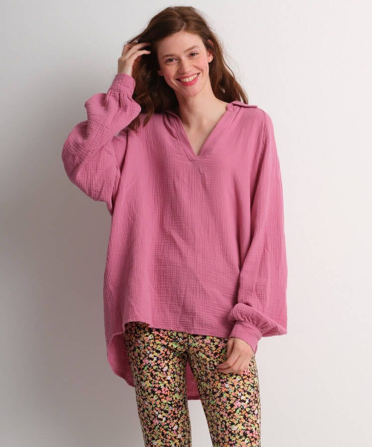 TerStal Dames oversized uni blouse roze in maat
