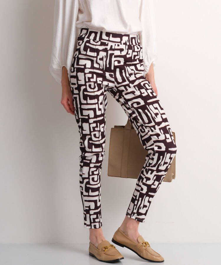 TerStal Dames pantalon abstracte print zwart in maat