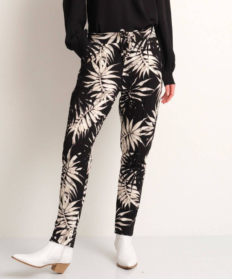 TerStal Dames pantalon bladerprint zwart in maat