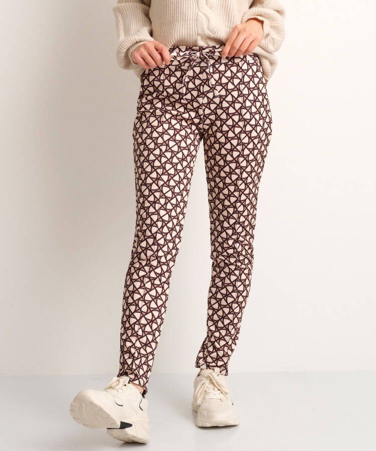 TerStal Dames pantalon geometrische print bruin in maat