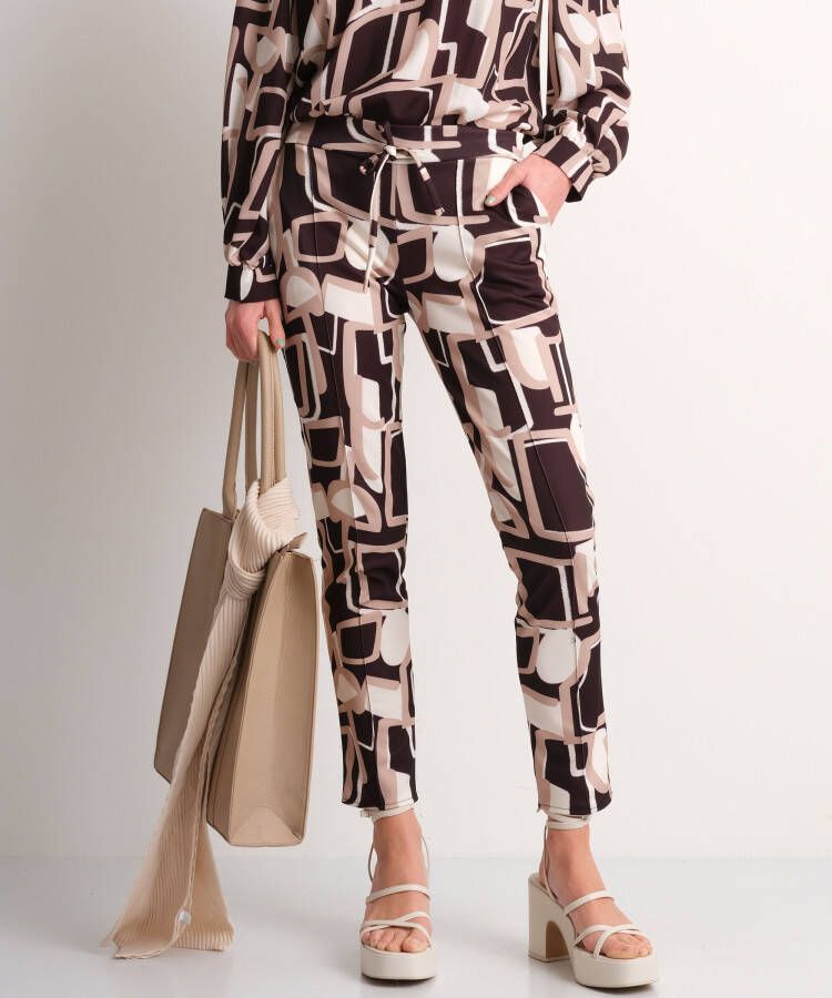 TerStal Dames pantalon met abstracte print zwart in maat