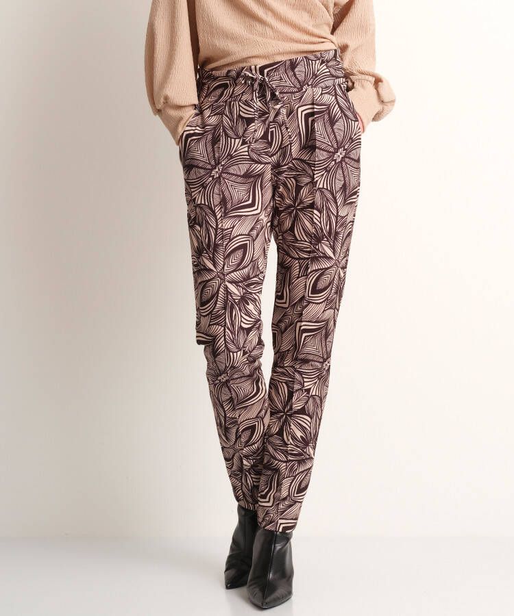 TerStal Dames pantalon met bladprint zwart in maat