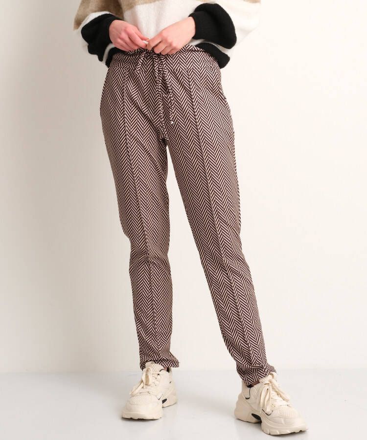 TerStal Dames pantalon met zigzagprint beige in maat