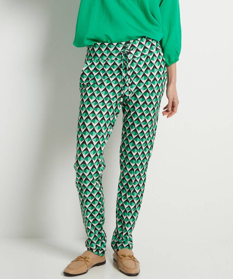TerStal Dames pantalon trendy print groen in maat