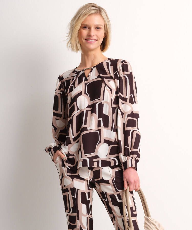 TerStal Dames top abstracte print zwart in maat