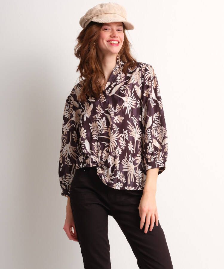 TerStal Dames top met bloemenprint zwart in maat