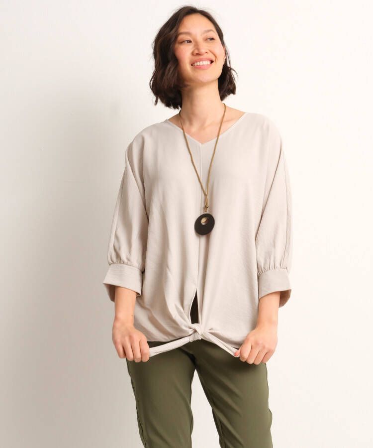 TerStal Dames top met knoop en ketting beige in maat