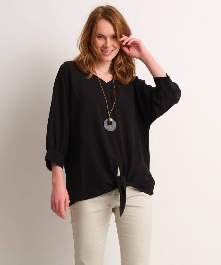 TerStal Dames top met knoop en ketting zwart in maat
