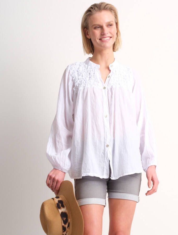 TerStal Dames top met smockdetail wit in maat