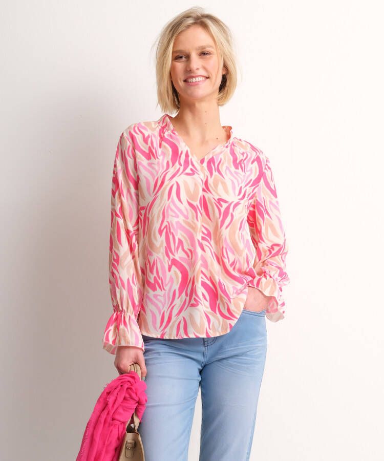 TerStal Dames top met trendy roze print roze in maat