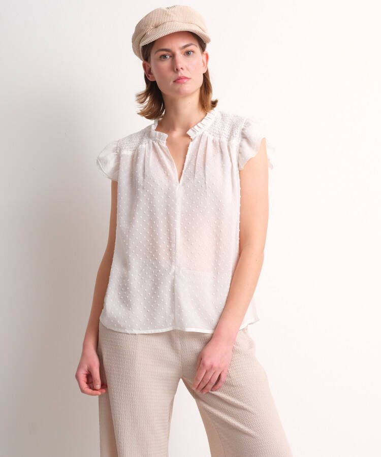 TerStal Dames trendy chiffon blouse wit in maat