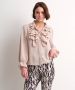 TerStal Dames uni blouse ruchedesign beige in maat - Thumbnail 1