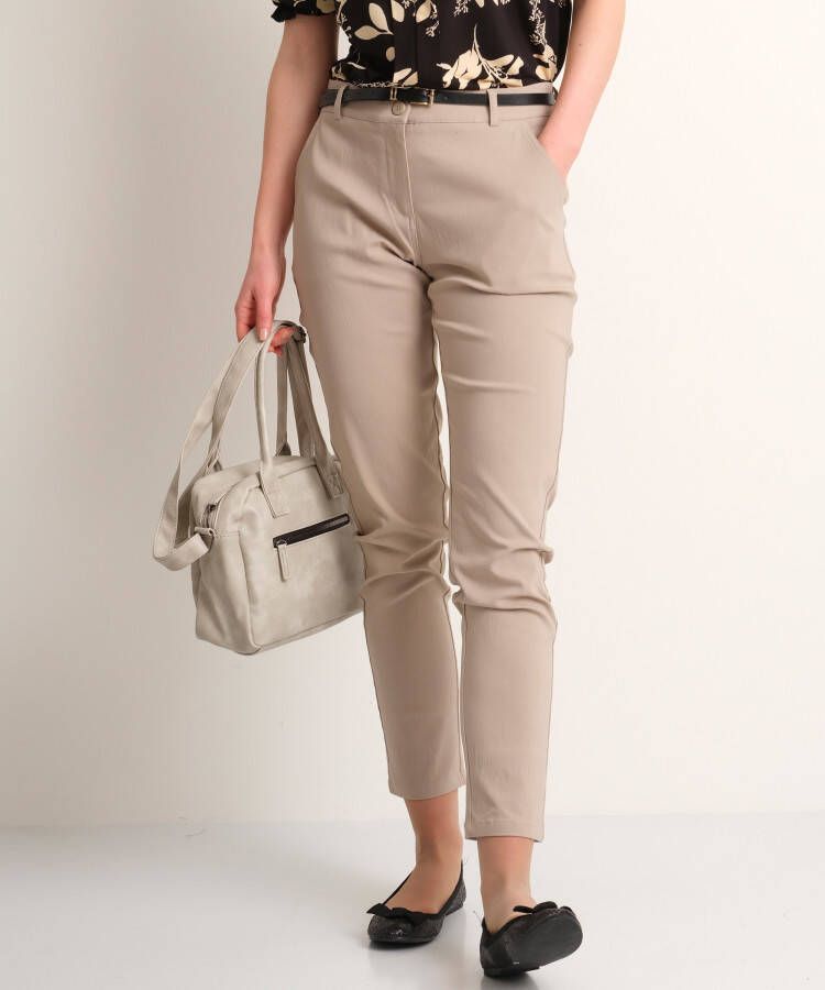 TerStal Dames uni pantalon met riem beige in maat