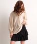 TerStal Dames uni top met v-hals en plooi beige in maat - Thumbnail 1