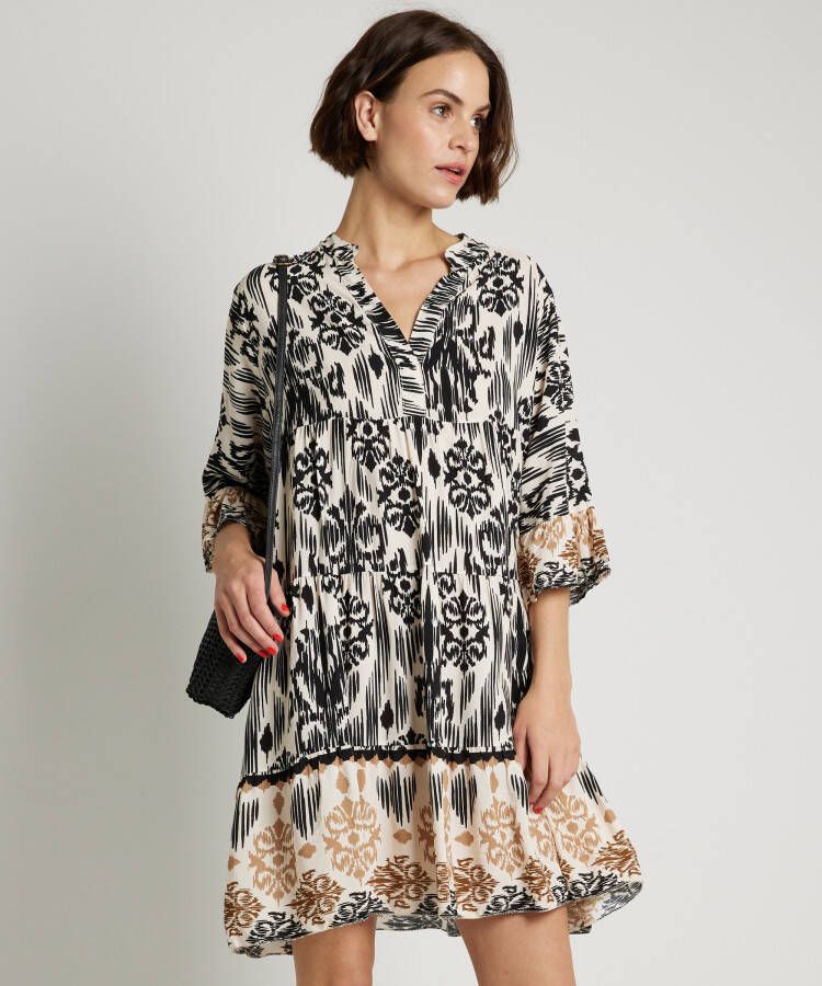 TerStal Dames viscose jurk met stroken zwart in maat