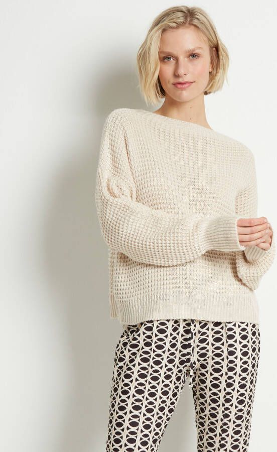 TerStal Dames wafelgebreide trui beige in maat