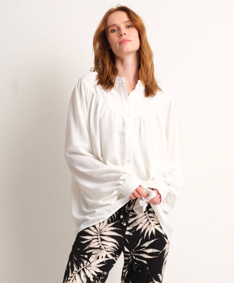 TerStal Dames wijde blouse pofmouw wit in maat