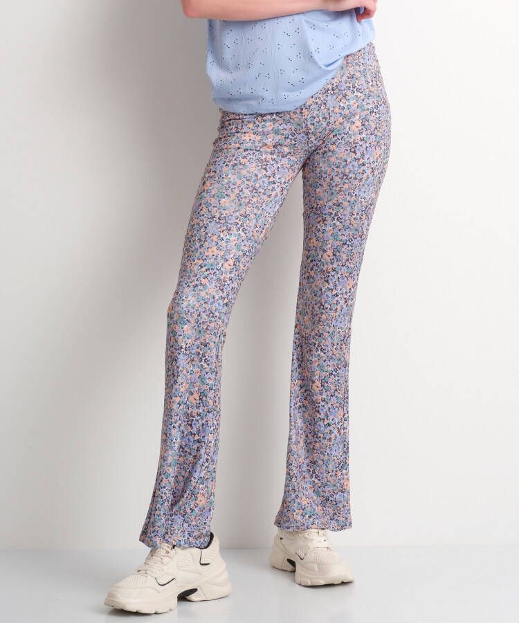 TerStal Dames zachte flared broek bloemen blauw in maat