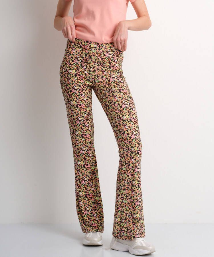 TerStal Dames zachte flared broek met print multicolor in maat