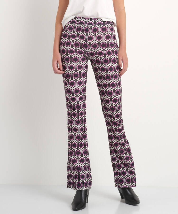 TerStal Flared broek met geometrische print paars in maat