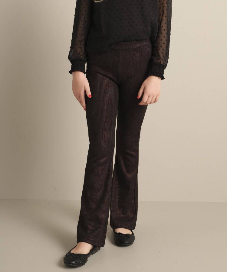 TerStal Flared broek met ribgebreide glitter zwart in maat