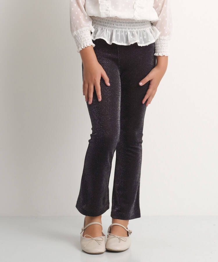 TerStal Flared fit glitter broek zwart in maat