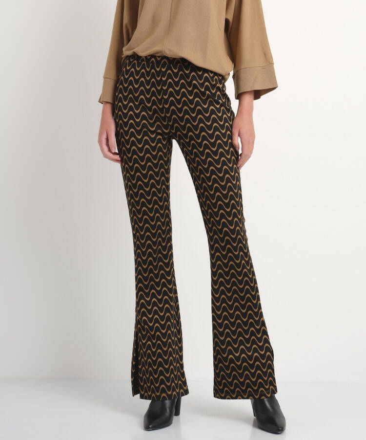 TerStal Flared fit jacquard broek bruin in maat