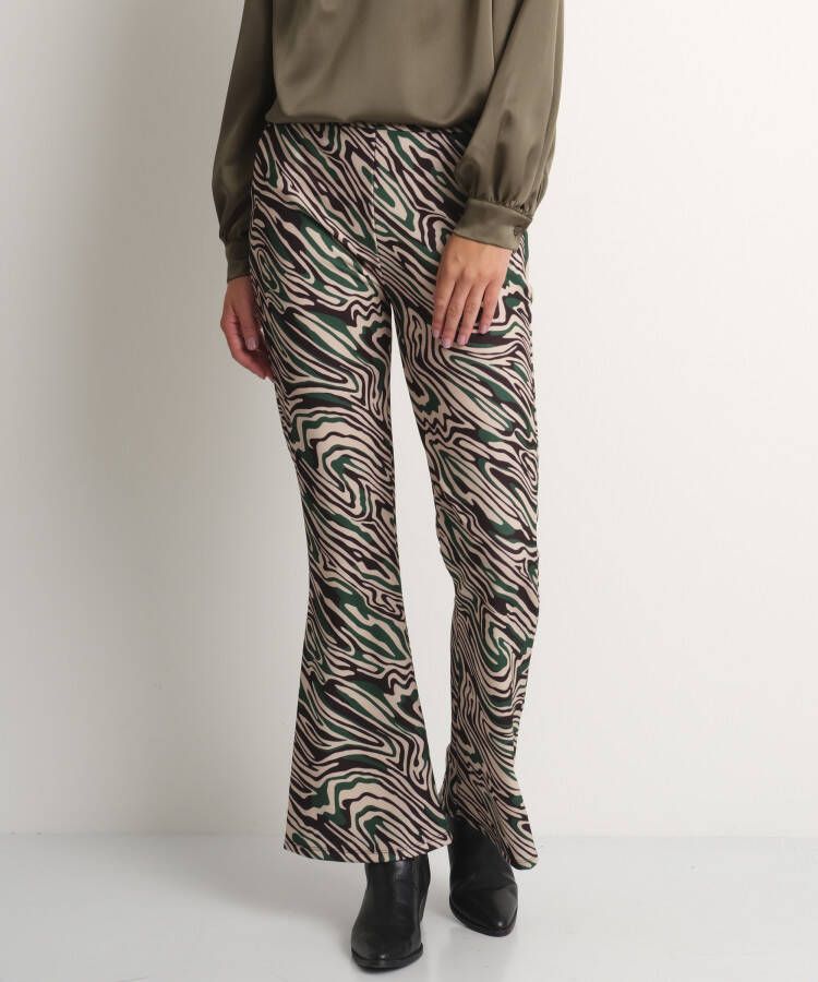 TerStal Flared fit pantalon met zebraprint zwart in maat