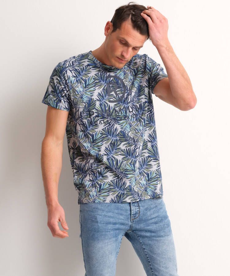 TerStal Heren jersey t-shirt bladerprint groen in maat