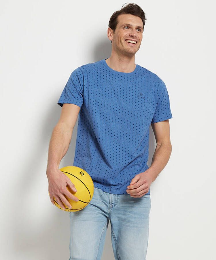 TerStal Heren jersey t-shirt borstprint blauw in maat