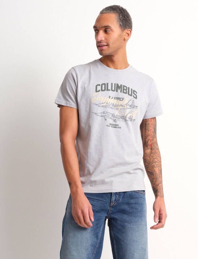 TerStal Heren jersey t-shirt frontprint grijs in maat