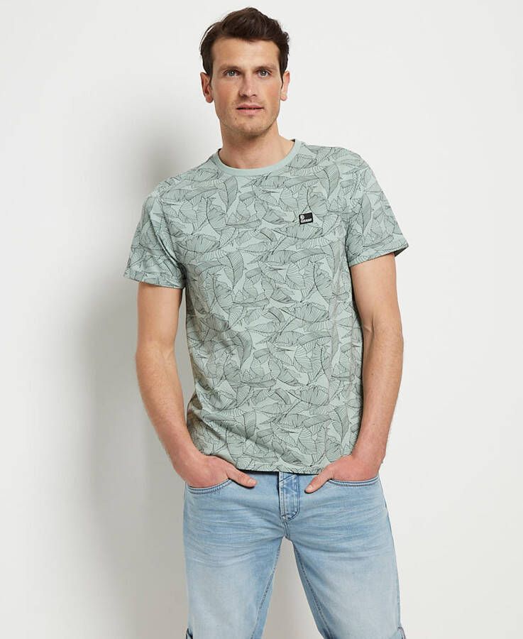 TerStal Heren jersey t-shirt met bladprint mint in maat