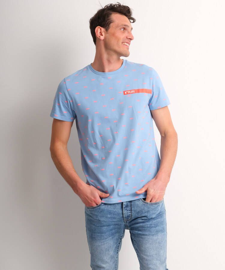 TerStal Heren jersey t-shirt met print blauw in maat