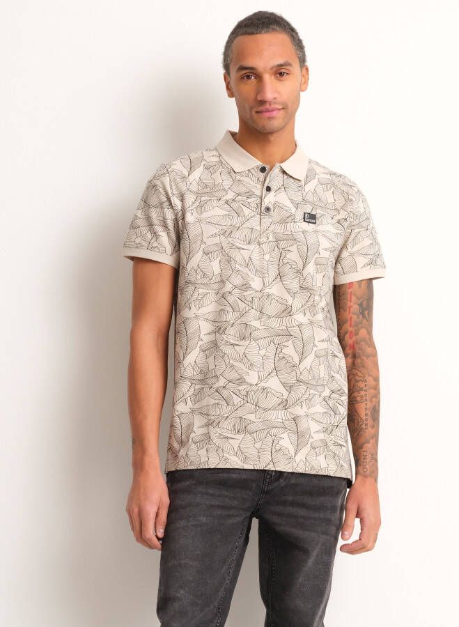 TerStal Heren pique polo bladerprint beige in maat
