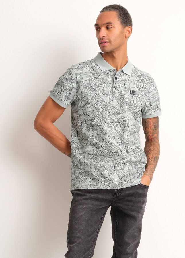 TerStal Heren pique polo bladerprint mint in maat