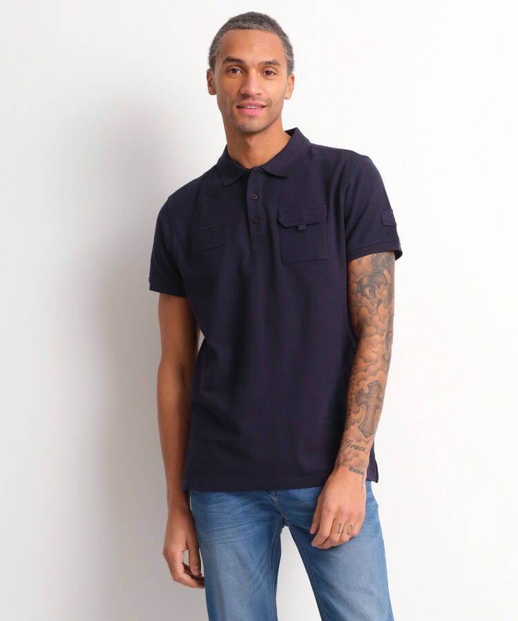 TerStal Heren pique polo borstzakje blauw in maat