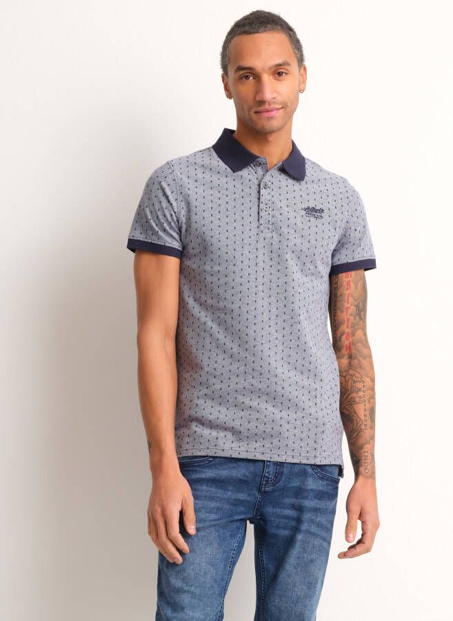 TerStal Heren pique polo met print blauw in maat