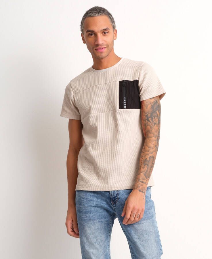 TerStal Heren pique t-shirt wafelpatroon beige in maat