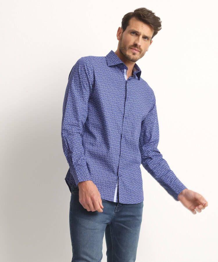 TerStal Heren Slim fit overhemd blauw in maat