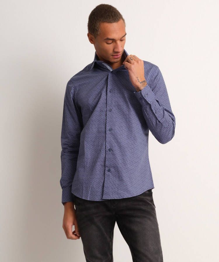 TerStal Heren slim fit overhemd blauw in maat