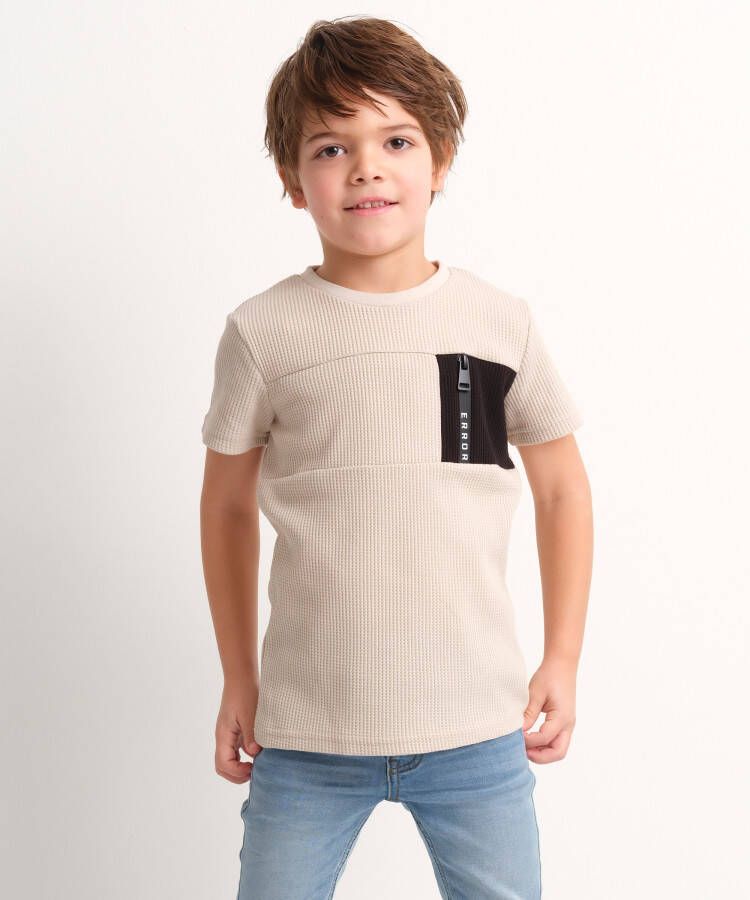 TerStal Jongens fancy pique t-shirt beige in maat
