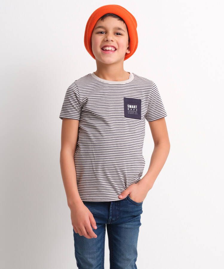 TerStal Jongens gestreept t-shirt borstzakje beige in maat