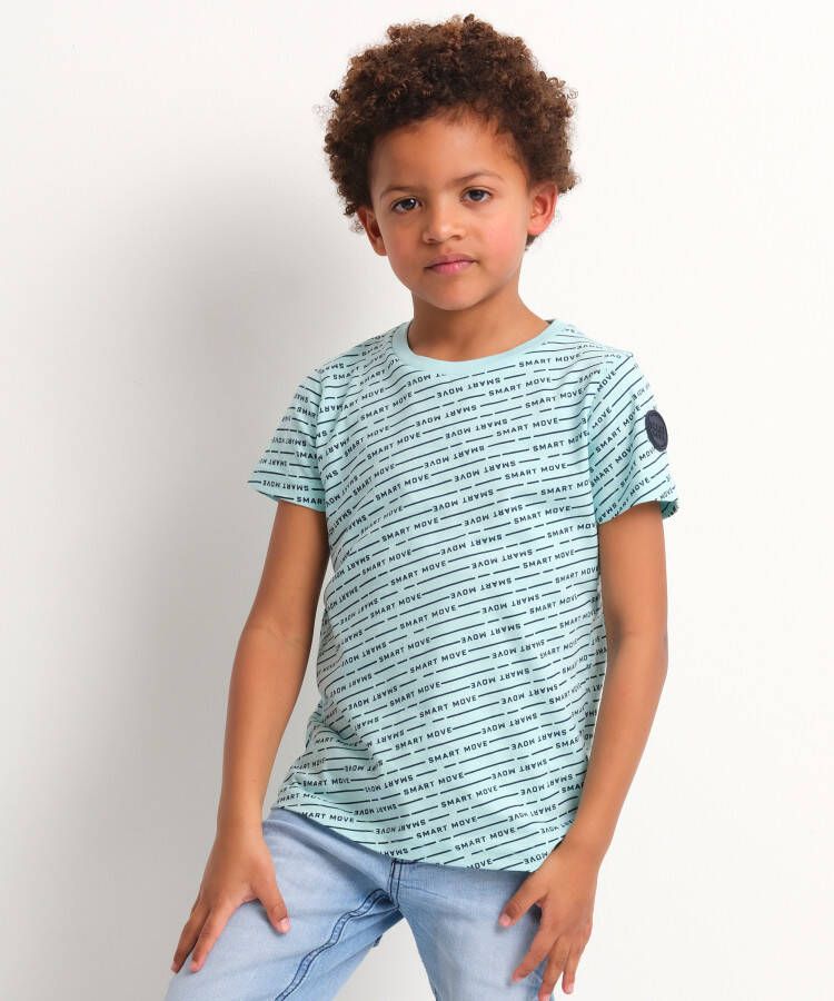 TerStal Jongens t-shirt all-over tekstprint licht groen in maat