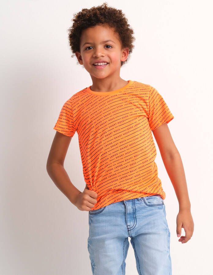 TerStal Jongens t-shirt all-over tekstprint oranje in maat