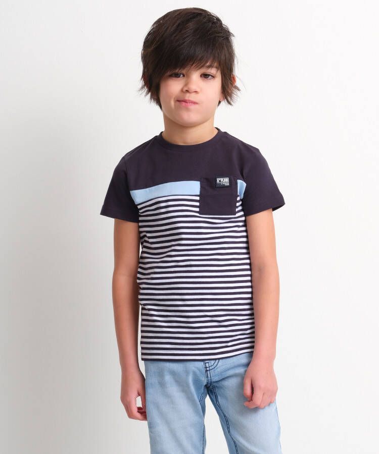 TerStal Jongens t-shirt borstzakje gestreept blauw in maat