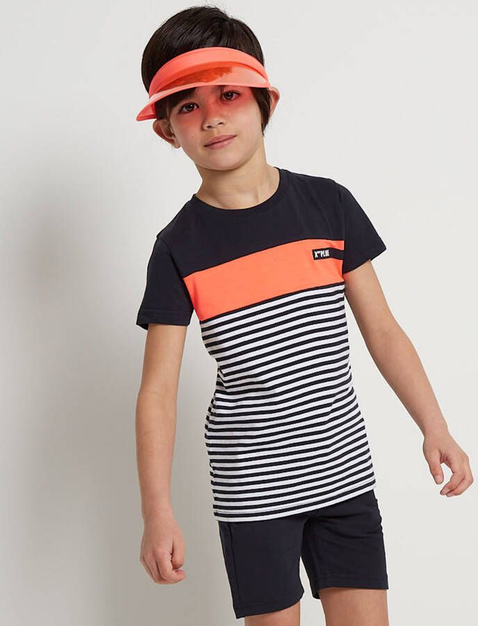 TerStal Jongens t-shirt gestreept design koraal in maat