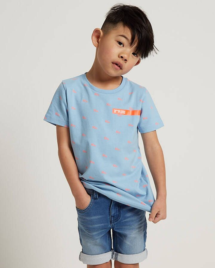 TerStal Jongens trendy t-shirt met print blauw in maat