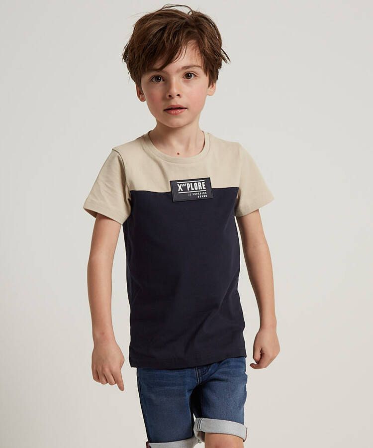TerStal Jongens tweekleurig t-shirt beige in maat