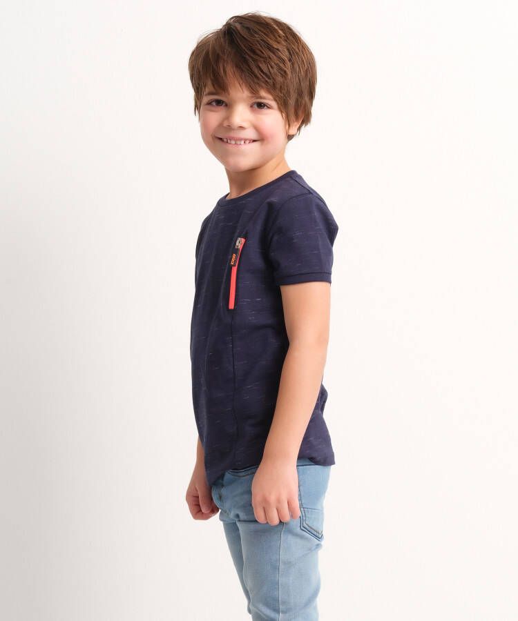 TerStal Jongens tweetoon t-shirt met rits blauw in maat